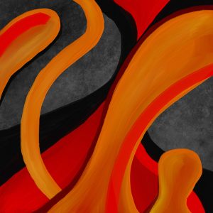 Abstract image of Minneapolis on fire in 2020