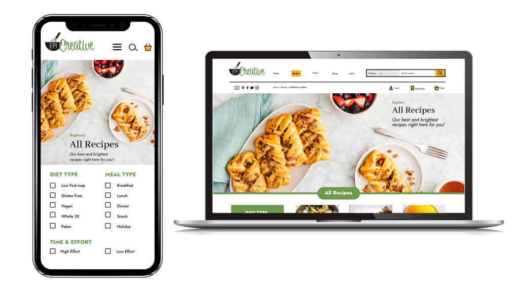 UX/UI design for EpiCreative cooking blog