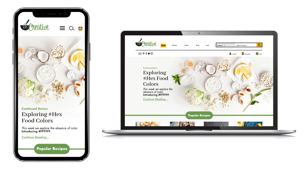 UX/UI design for EpiCreative cooking blog