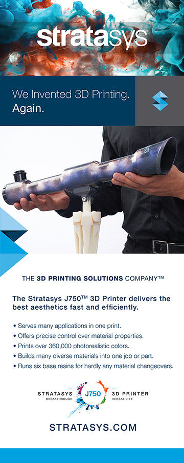 Large Standeez advertising Stratasys software and 3D printed parts